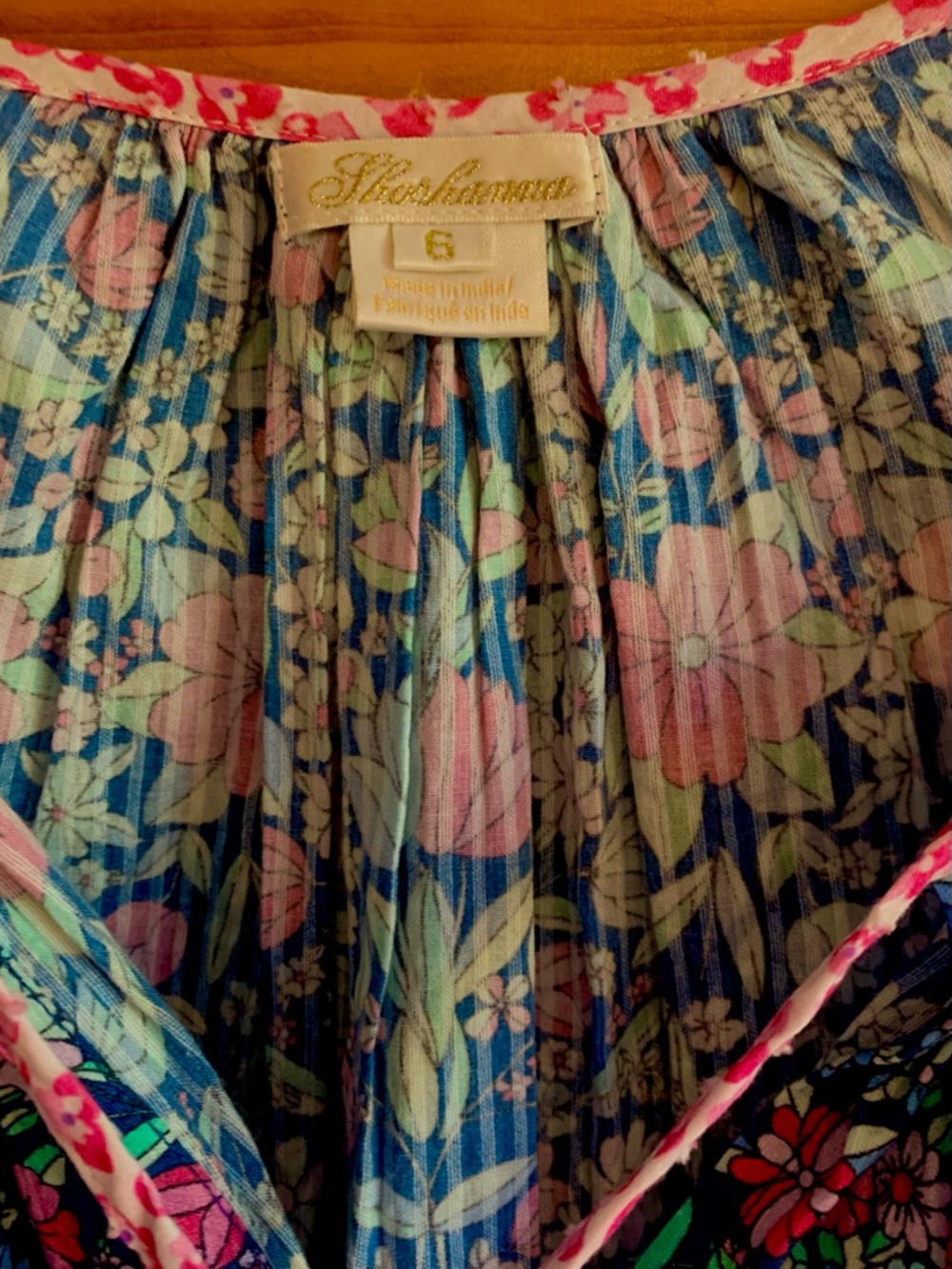 SHOSHANNA FLORAL COTTON DRESS SIZE  6 BLUE PINK Orig. $315.